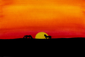 Sunset Horses