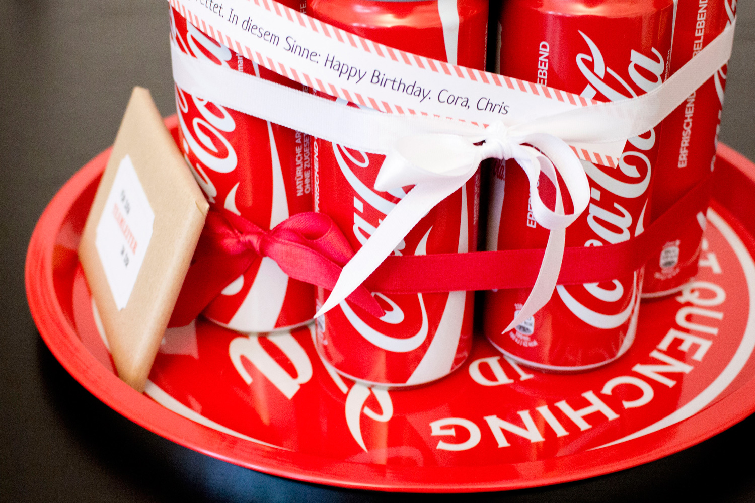 Geschenk für Cola Fans | Tablett mit Cola Dosen